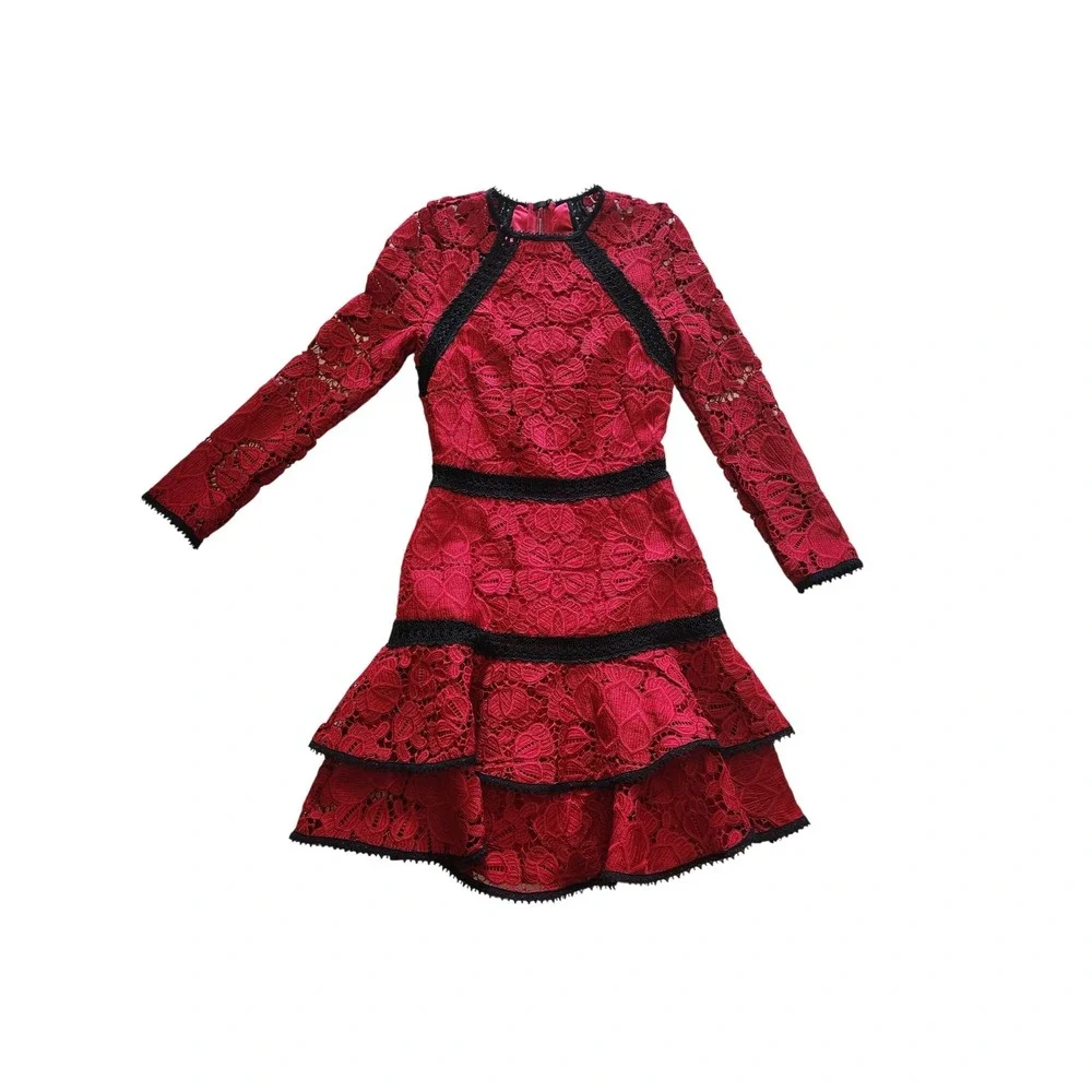alexis red ruffle dress Alexis